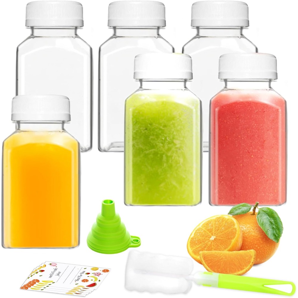 Meal Prep Juice - Clear Plastic Juice Bottles 4oz 6