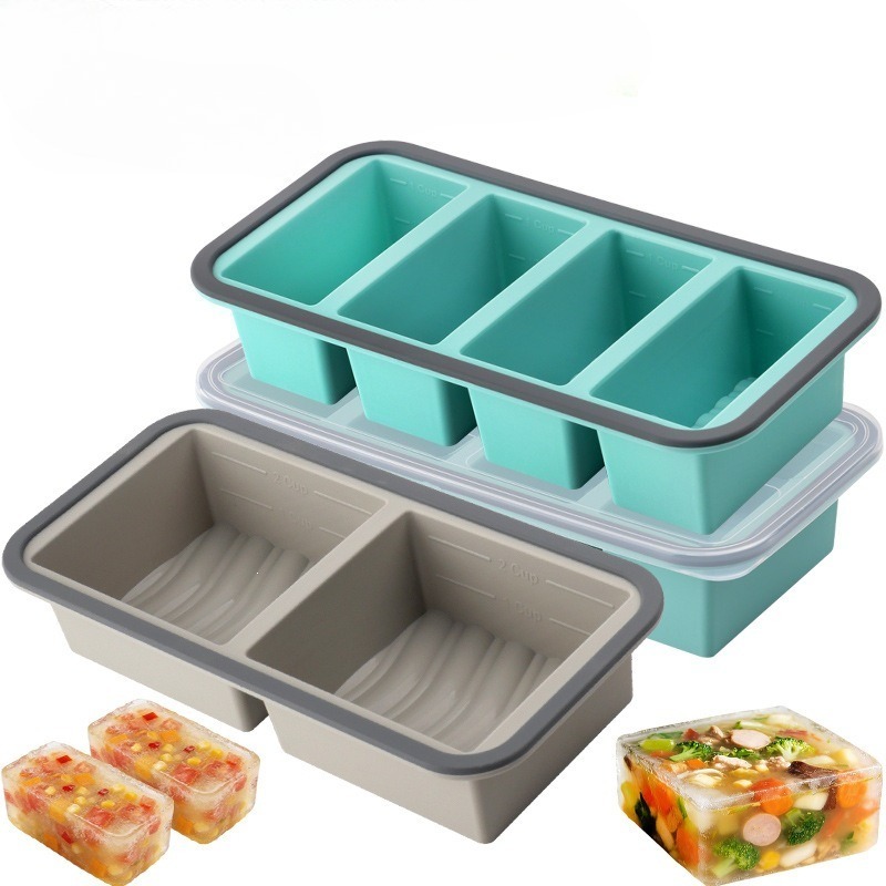 Meal Prep Menu - Foldable Silicone Freezer Trays with Lid,Soup