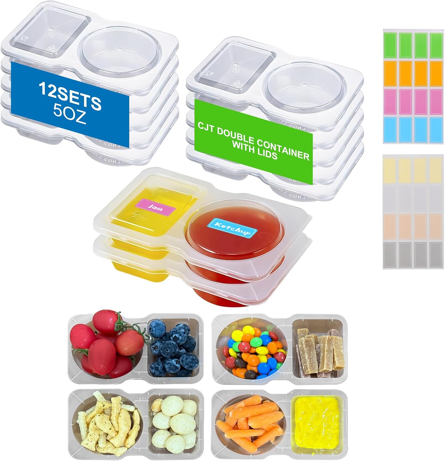 Meal Prep For A Day - CJT 12 Sets Reusable Compartment Condiment