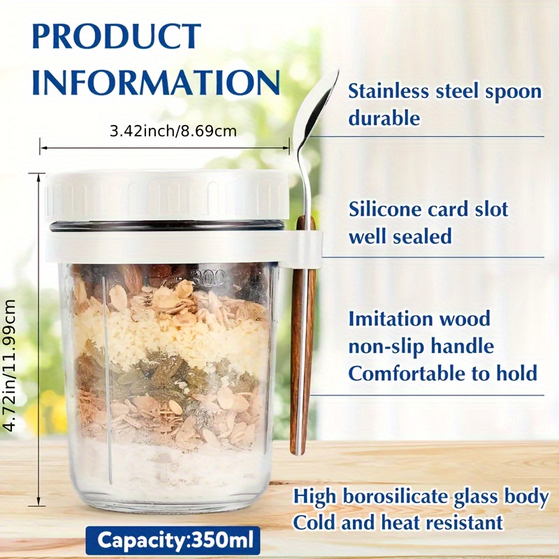 1pc/2pcs Glass Oatmeal Cup, Ov - Meal Prep Jar avis et prix