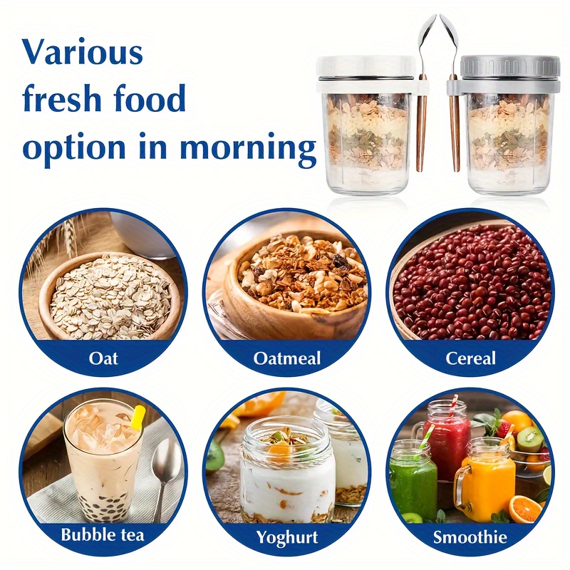 1pc/2pcs Glass Oatmeal Cup, Ov - Meal Prep Jar avis et prix