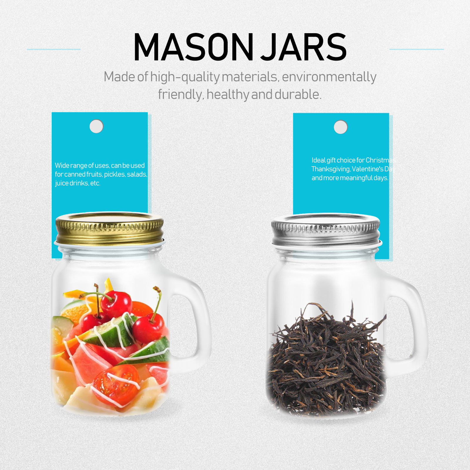 6Pcs Airtight Glass Mason Jars - Meal Prep For A Day avis et prix