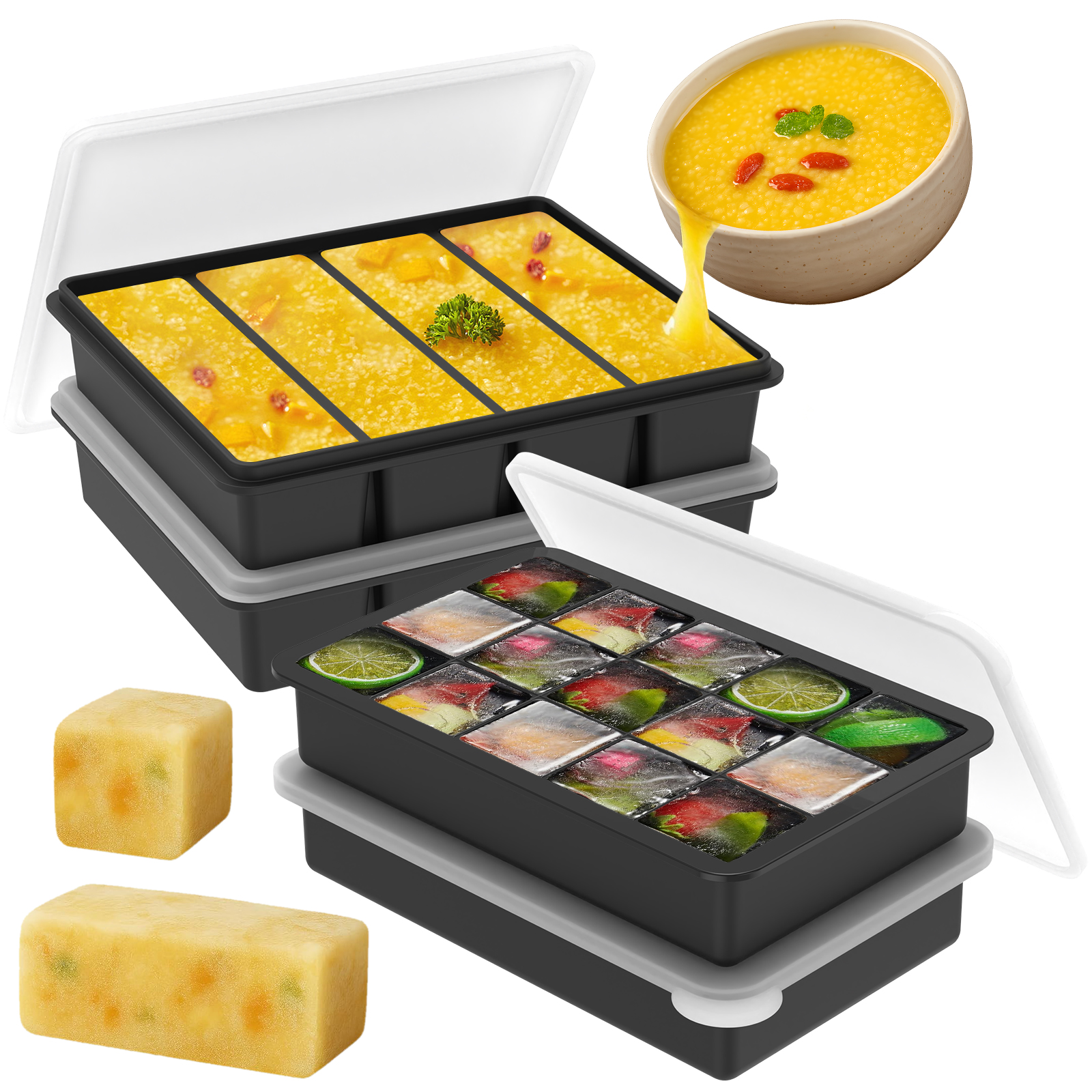 4 Pack Silicone Freezer Tray w - Meal Prep Menu avis et prix