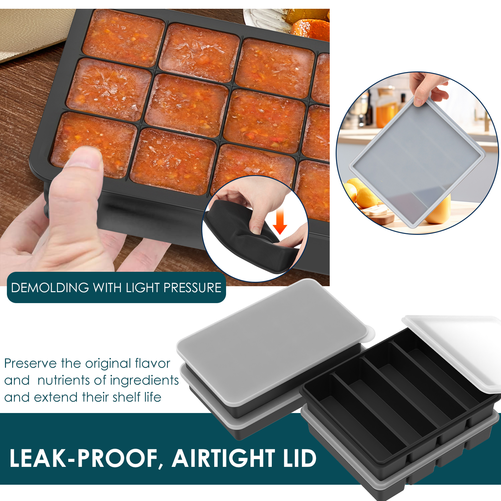 4 Pack Silicone Freezer Tray w - Meal Prep Menu avis et prix