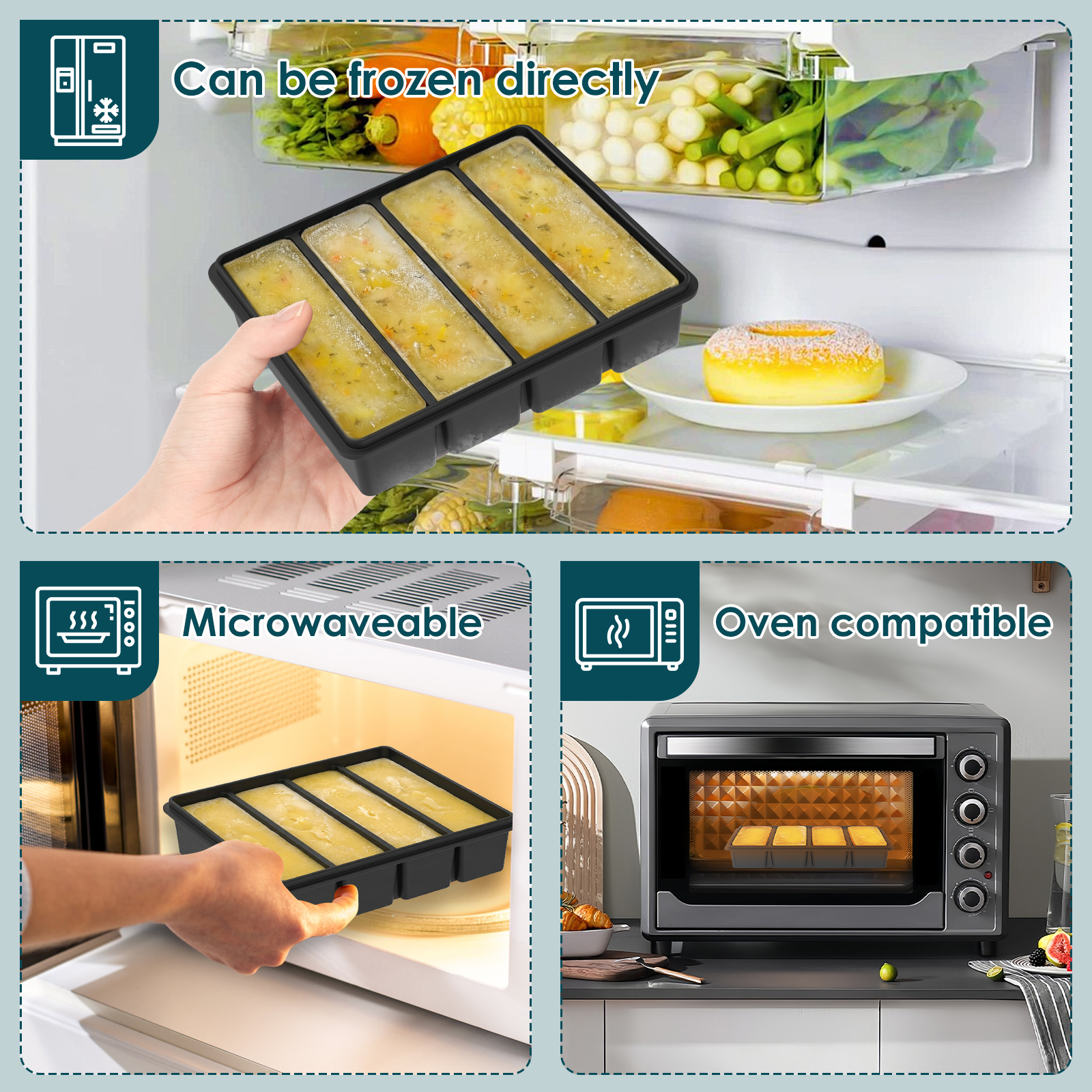 4 Pack Silicone Freezer Tray w - Meal Prep Menu avis et prix