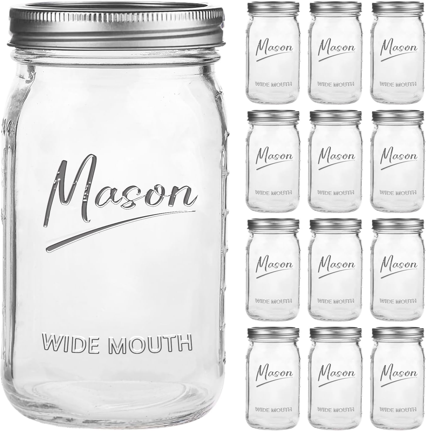 Jars 32 oz,12 Pack Quart Wide  - Meal Prep Jar avis et prix