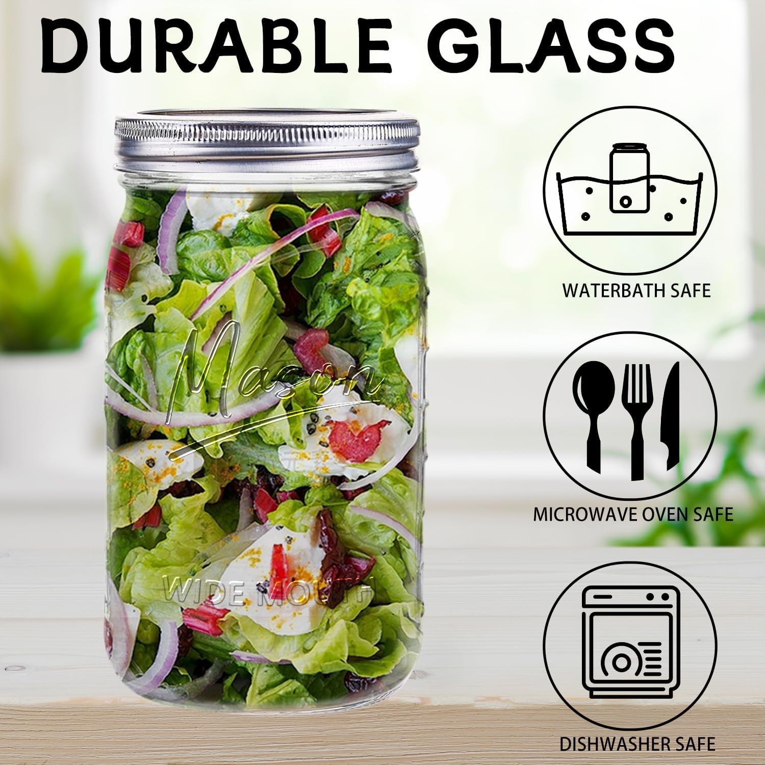 Jars 32 oz,12 Pack Quart Wide  - Meal Prep Jar avis et prix