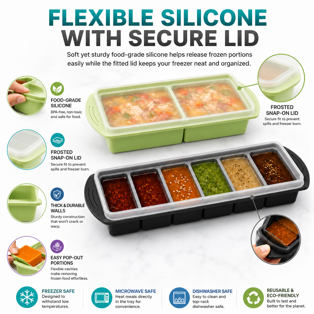 3 Pack Silicone Freezer Trays  - Meal Prep Menu avis et prix