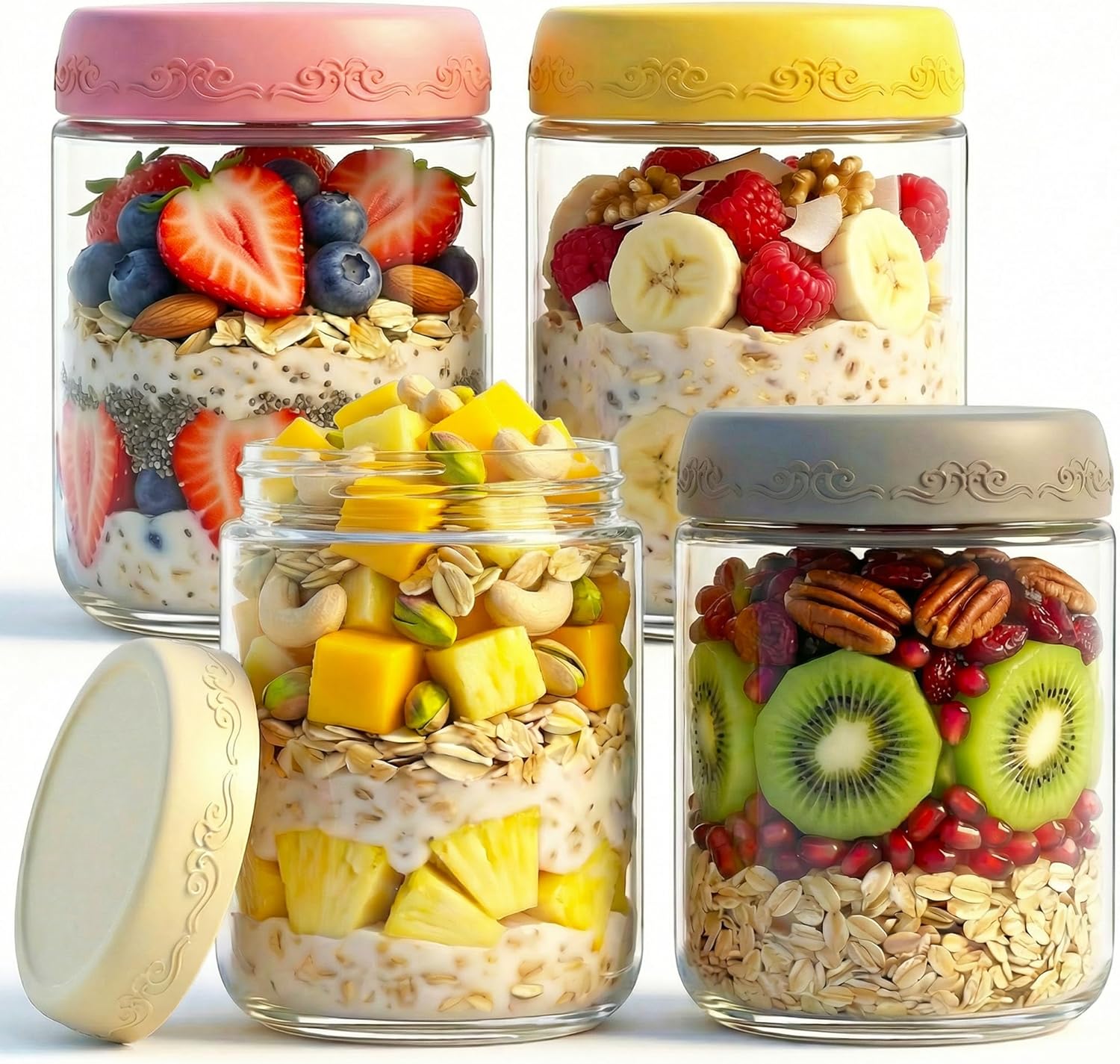 16 OZ 4Pack, Overnight Oats Ja - Meal Prep Jar avis et prix