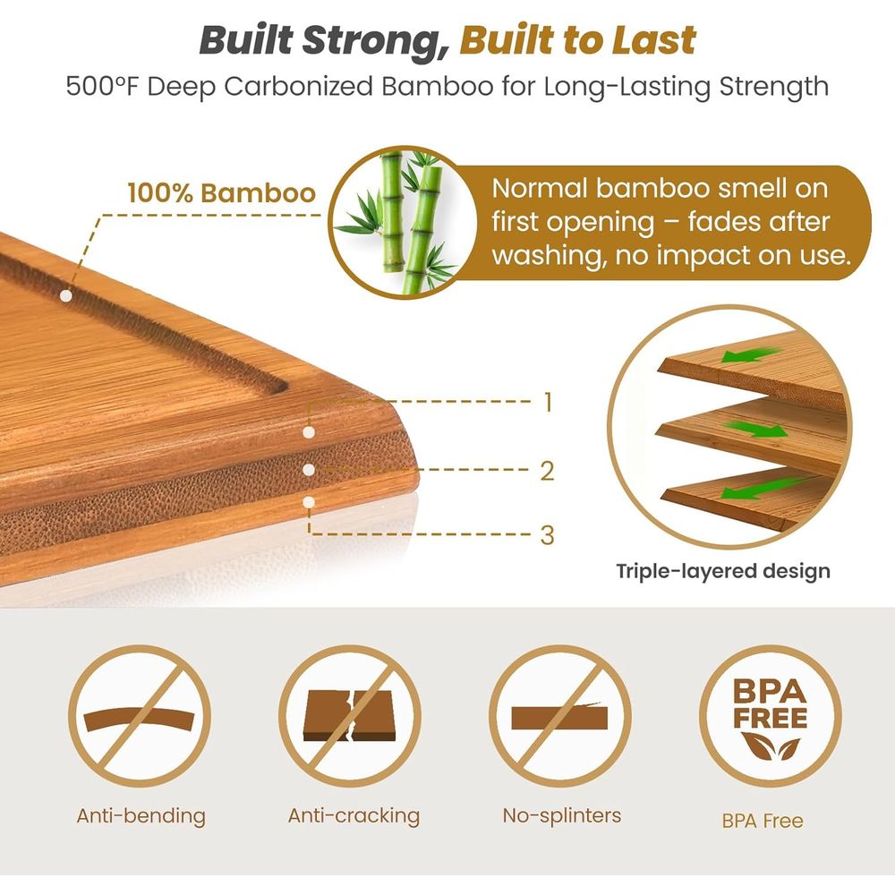 Triple-Sided Bamboo Chopping B - Meal Prep Menu avis et prix