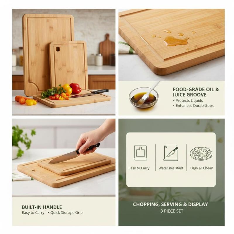 Bamboo Chopping Block Set 3 Pi - Meal Prep Juice avis et prix