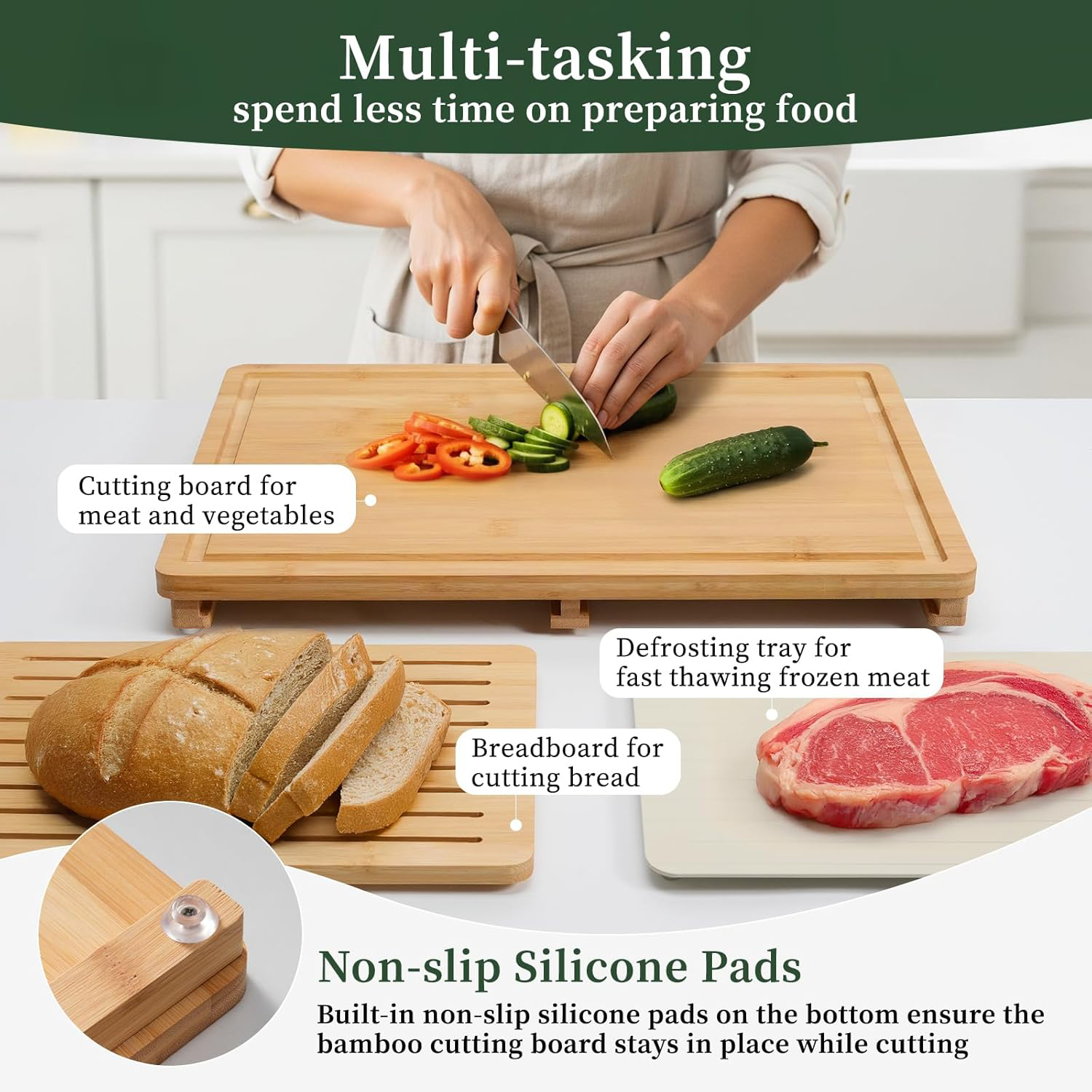 Bamboo Cutting Board Set Defro - Meal Prep Juice avis et prix